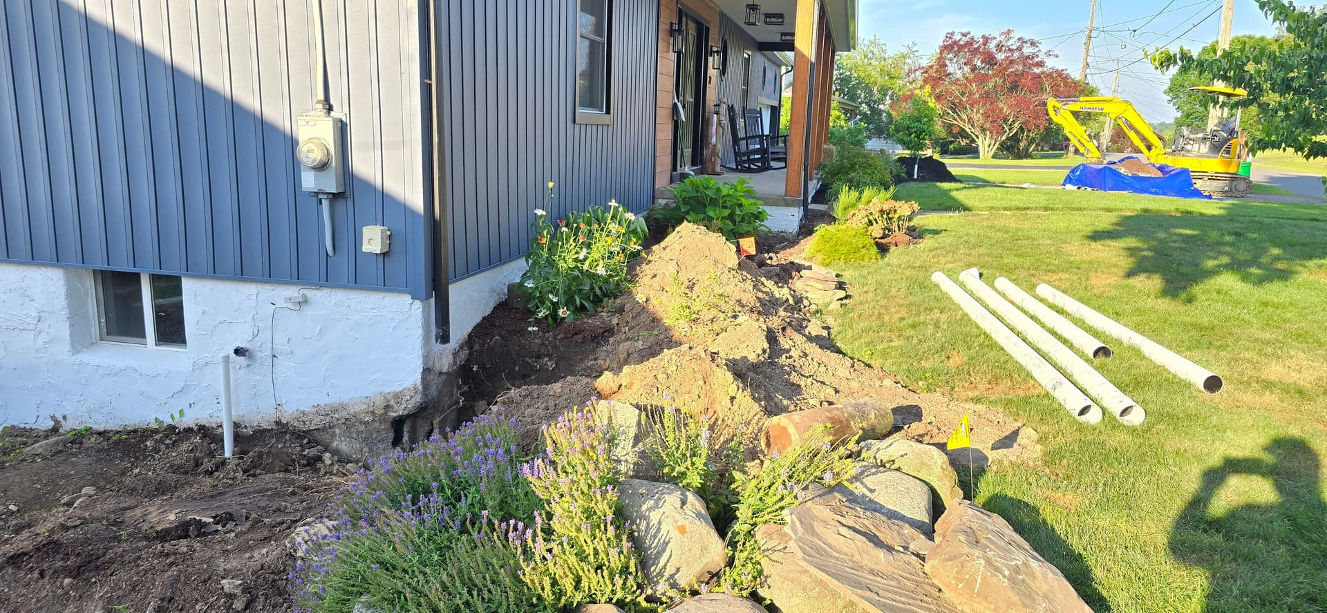 Foundation Drainage Repair and Full Yard Regrading in NEPA image